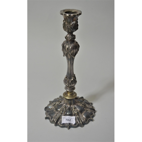 702 - Elkington & Co silver plated candlestick, engraved ' Savoy Hotel, Claridges '