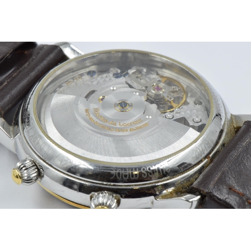 827 - Maurice Lacroix, gentleman's stainless steel automatic wristwatch, the silvered dial with centre sec... 