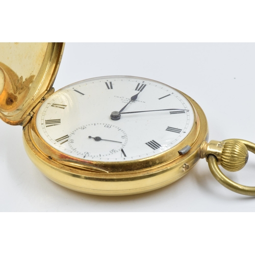 842 - Charles Frodsham, 18ct yellow gold full hunter pocket watch, the dial with Roman numerals and subsid... 