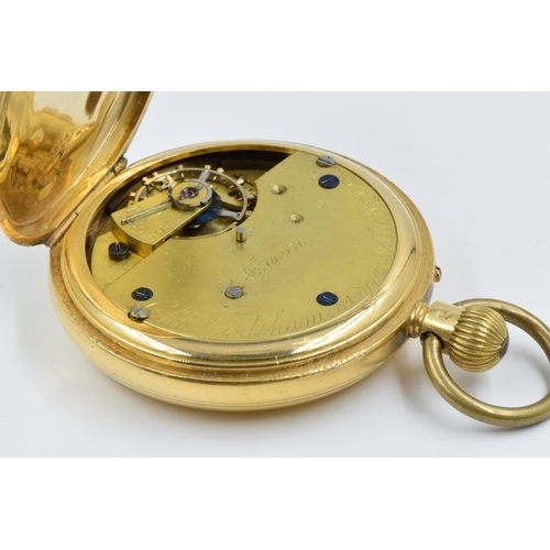 842 - Charles Frodsham, 18ct yellow gold full hunter pocket watch, the dial with Roman numerals and subsid... 