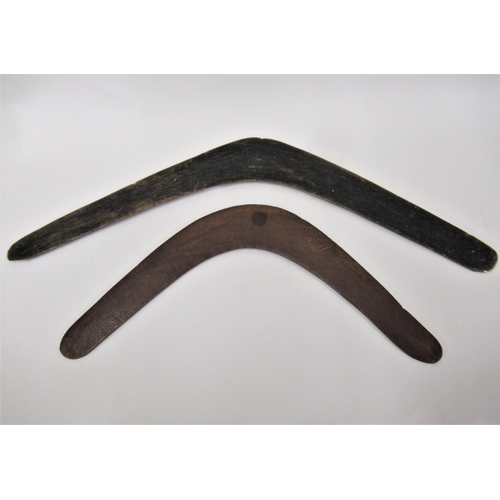 92 - Aboriginal hardwood boomerang bearing a sterling silver plaque inscribed, ' From McIlroy Family Unde... 