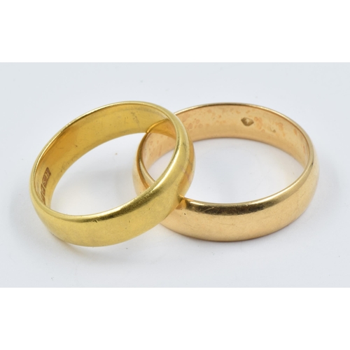 962 - 22ct Gold wedding band, 5.5g together with a Continental gold wedding band, 5.7g