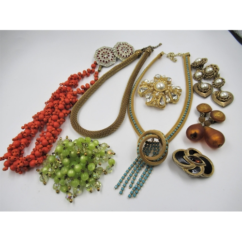 973 - Two Christian Dior gilt metal necklets, together with a quantity of various costume jewellery