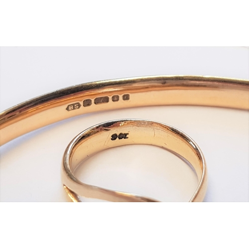 975 - 9ct Yellow gold bangle with a matching ring, 14g