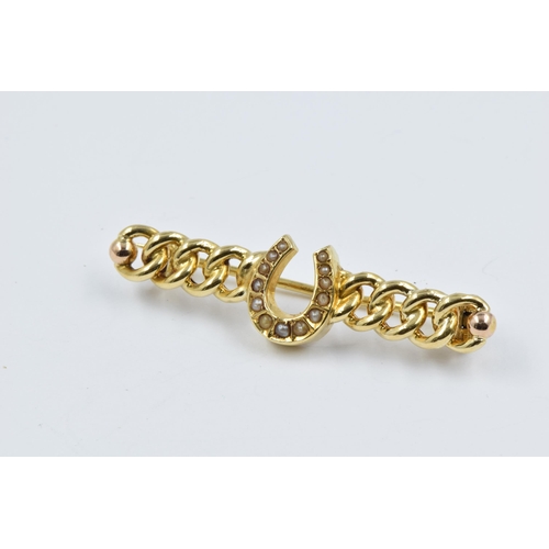 979 - Victorian 18ct horseshoe bar brooch, 3.5gms