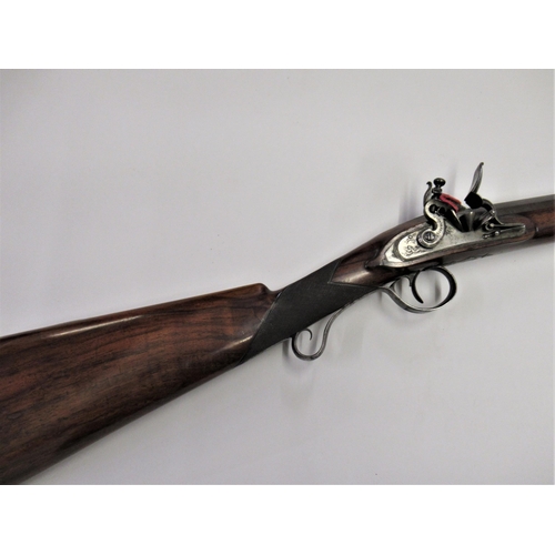 98 - Osborn & Gundy, London, good quality 19th Century flintlock single Damascus barrel sporting rifle wi... 