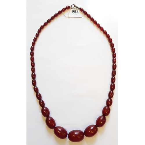 998 - Cherry amber graduated bead necklace (later re-strung)