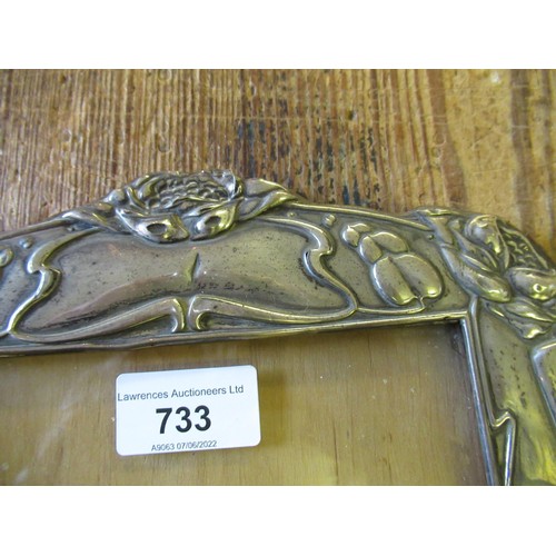 733 - Large Art Nouveau Birmingham silver mounted photograph frame, 12ins high (slight damages)