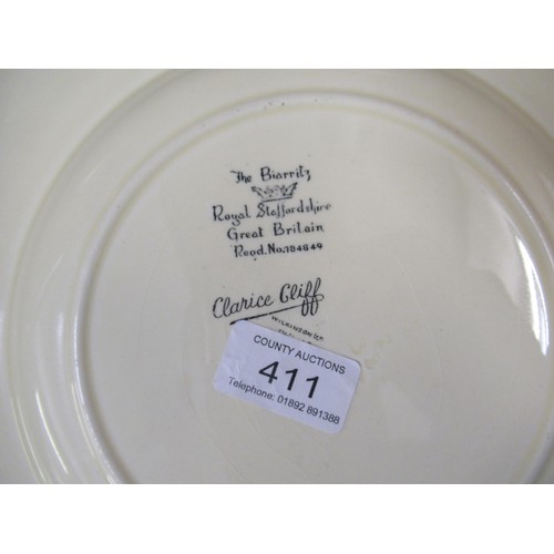 570 - Clarice Cliff Fantasque Bizarre ' House and Bridge ' plate, 9ins diameter together with a Clarice Cl... 