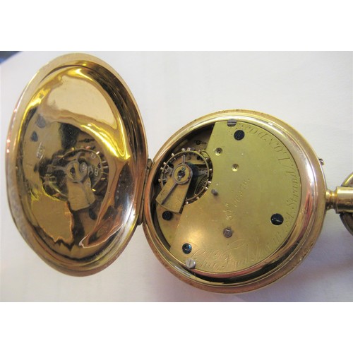 842 - Charles Frodsham, 18ct yellow gold full hunter pocket watch, the dial with Roman numerals and subsid... 