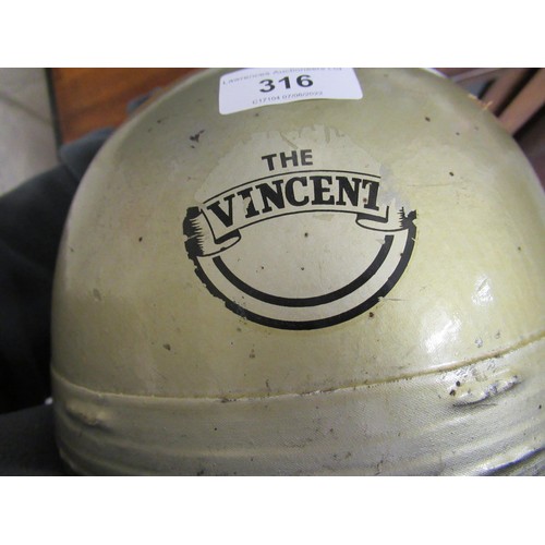 316 - Early Cromwell by S. Lewis motorcycle helmet, ' The Vincent ', with goggles