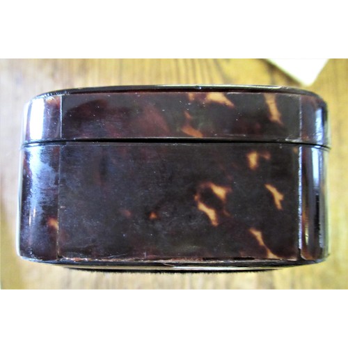 766 - Tortoiseshell and silver pique work rectangular trinket box with hinged cover, 5.25ins wide