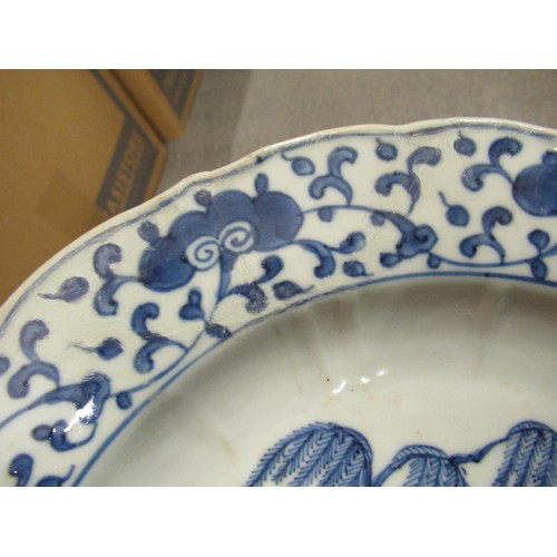 446 - Group of three 18th / 19th Century Chinese blue and white plates, the largest 9.25ins, all unmarked