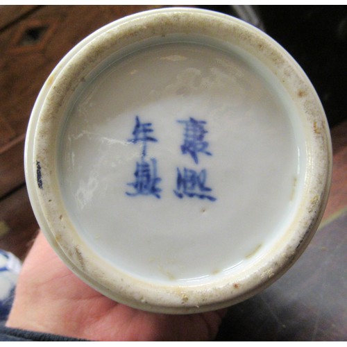 454 - Small Chinese porcelain gourd shaped vase painted with figures and flowering trees in blue and white... 