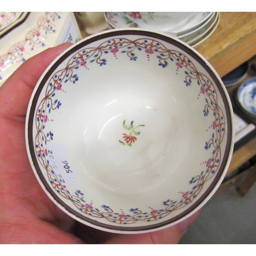 506 - Eight various early 19th Century English porcelain bowls and saucers with hand painted floral decora... 