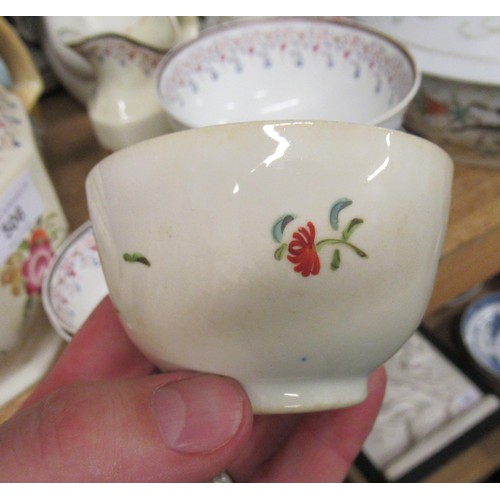 506 - Eight various early 19th Century English porcelain bowls and saucers with hand painted floral decora... 