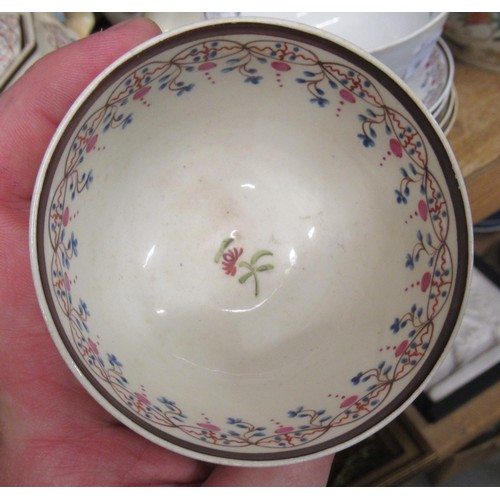 506 - Eight various early 19th Century English porcelain bowls and saucers with hand painted floral decora... 