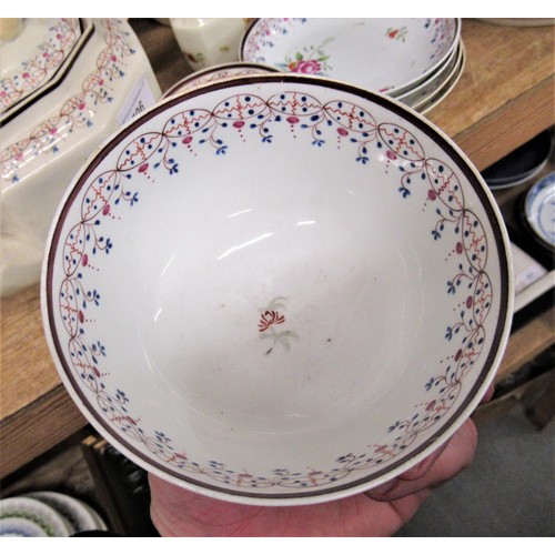 506 - Eight various early 19th Century English porcelain bowls and saucers with hand painted floral decora... 