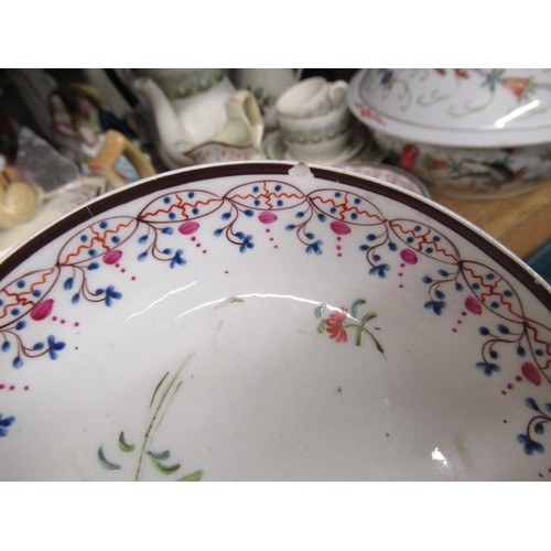 506 - Eight various early 19th Century English porcelain bowls and saucers with hand painted floral decora... 