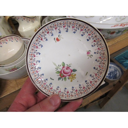 506 - Eight various early 19th Century English porcelain bowls and saucers with hand painted floral decora... 