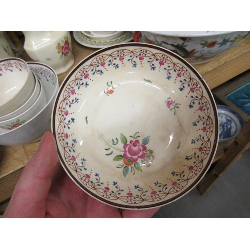 506 - Eight various early 19th Century English porcelain bowls and saucers with hand painted floral decora... 