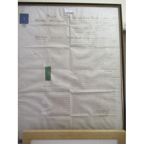 58 - Antique framed indenture related to the County of Essex