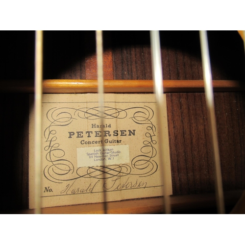 67 - Harald Petersen, classical concert guitar in a fitted hard case, signed to the paper label to the in... 