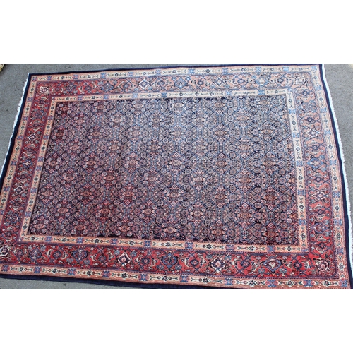 1 - Modern central Persian carpet of Ferahan design with all-over Herati pattern on a midnight blue grou... 