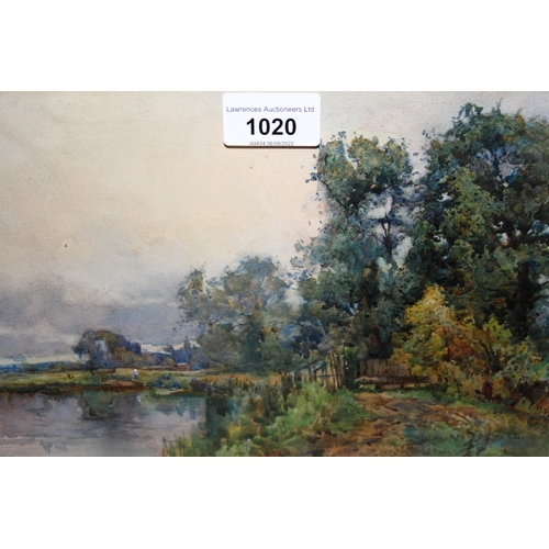 1020 - Sydney Grant Rowe, watercolour, wooded river scene, signed, 7ins x 10ins, gilt framed