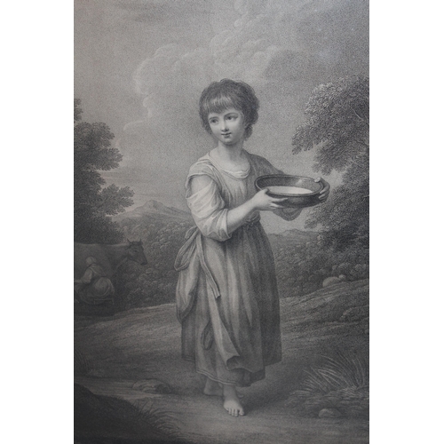 1022 - Antique gilt framed black and white print ' Lavinia ' by Bartolozzi after Gainsborough, together wit... 