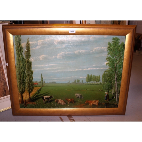 1025 - A. Verhelsh, 20th Century oil on canvas, cows grazing in a field, signed and dated 1943, 19.5ins x 2... 