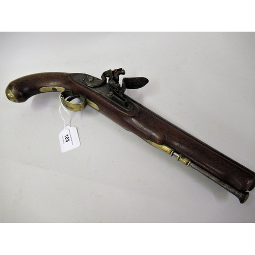 103 - Late 18th / early 19th Century flintlock pistol by W. Parker, the barrel inscribed ' Maker to His Ma... 