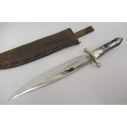 118 - Bowie type hunting knife, the steel blade marked ' Guaranteed hand forged I.XL ', with a steel hilt ... 