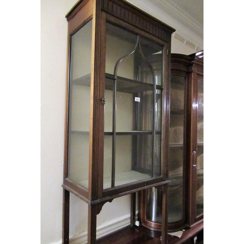 1809 - Edwardian mahogany single door display cabinet, 24ins x 13ins x 57ins high, together with a mid 20th... 