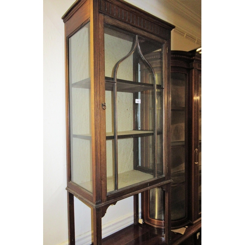 1809 - Edwardian mahogany single door display cabinet, 24ins x 13ins x 57ins high, together with a mid 20th... 