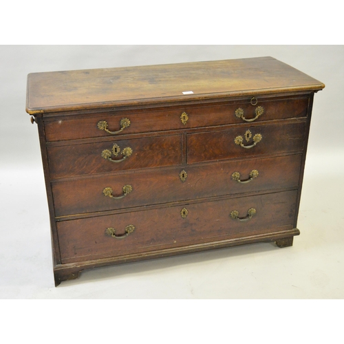 1817 - George III mahogany dressing chest, the moulded top above pull-out slide, with two side drawers abov... 