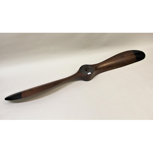 1820 - Reproduction mahogany aeroplane propeller with steel boss, 78ins long