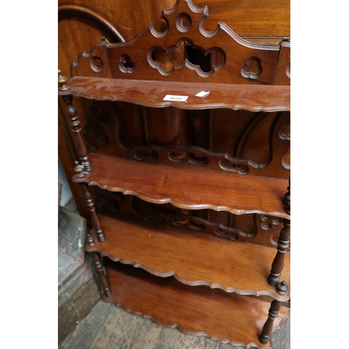 1839 - Victorian mahogany four shelf hanging wall bracket