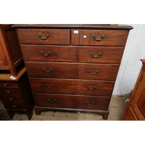 1841 - George III mahogany straight front chest of two short and four long drawers with cast brass swan nec... 