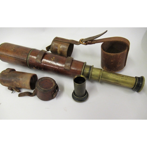 204 - H.C. Ryland & Son, World War I military issue leather cased telescope, mark IV, No. 185 together wit... 