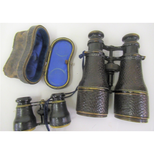 205 - Pair of Colmont, Paris, field binoculars together with a cased pair of opera glasses