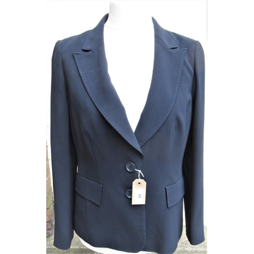 23 - Jaeger navy blue ladies jacket, Jaeger blue patterned matching skirt and blouse and a Jaeger black s... 