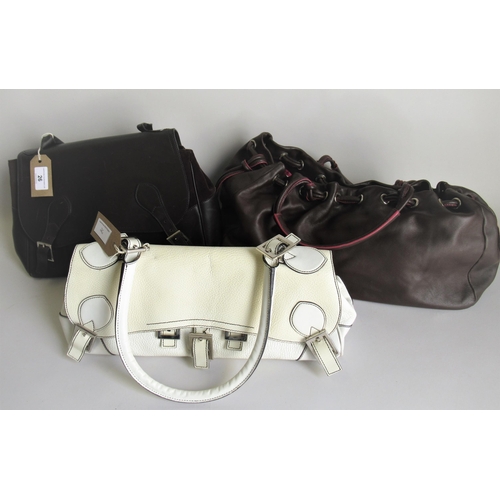 26 - Tanner Krolle, brown leather handbag, together with a Tanner Krolle white leather handbag, both with... 