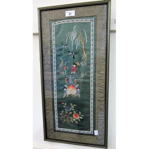 27 - Two framed Chinese silk embroidered pictures