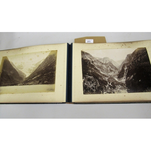 271 - Black leather gilt tooled photograph album of Norway photographs from Poultons Series (at fault)