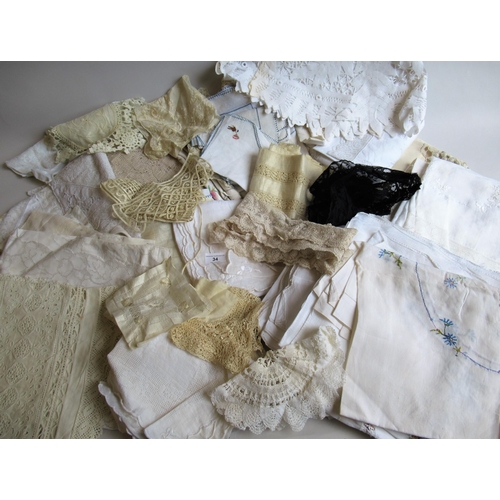 34 - Quantity of miscellaneous table linen and lace etc.