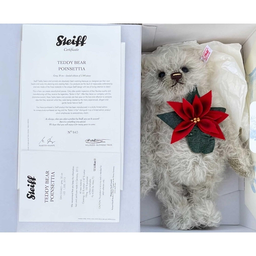 420 - Two Steiff teddy bears in original boxes with certificates, Poinsettia 2013 and Christmas Teddy Bear... 