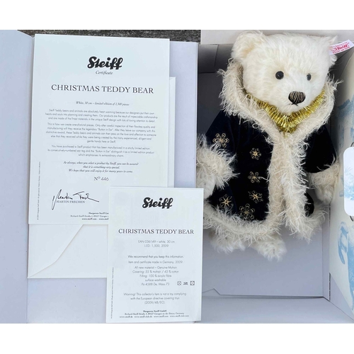 420 - Two Steiff teddy bears in original boxes with certificates, Poinsettia 2013 and Christmas Teddy Bear... 