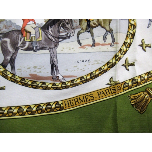 46C - Hermes, Paris, ladies silk scarf ' La Chasse a Tir ' by Phillipe Ledoux, 90cm square