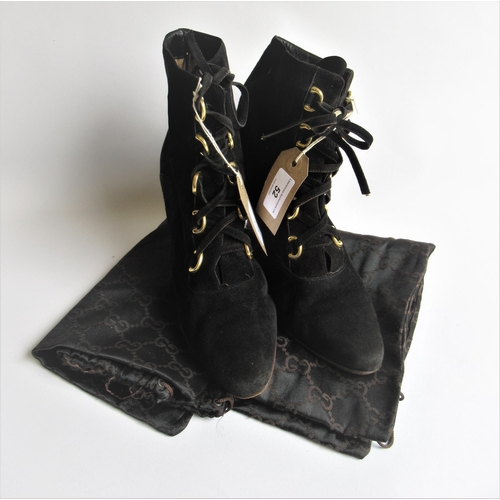 52 - Pair of Gucci ladies black suede ankle boots, size 39.5, with dust bags